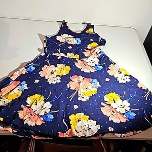 Old Navy Sleeveless Dress Navy Flower Size  Lg (10-12) VGUC